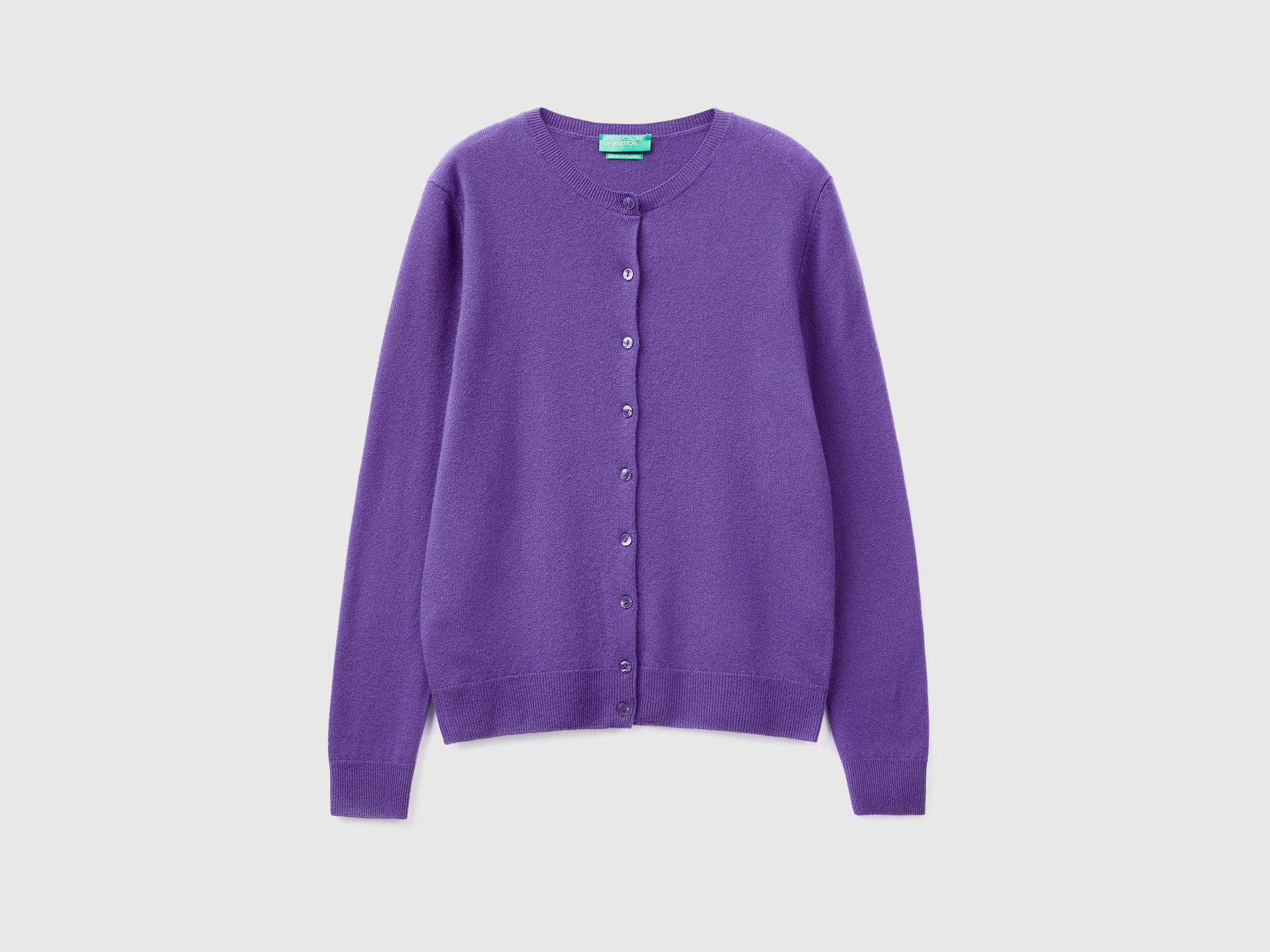 Gilet violet à col rond en pure laine mérinos Gilet violet à col rond en pure laine mérinos
