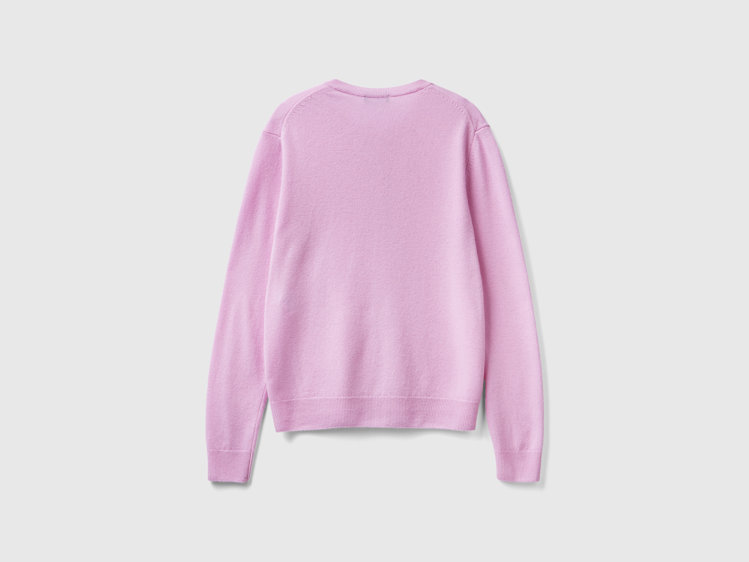 Gilet lilas à col rond en pure laine mérinos – Image 2