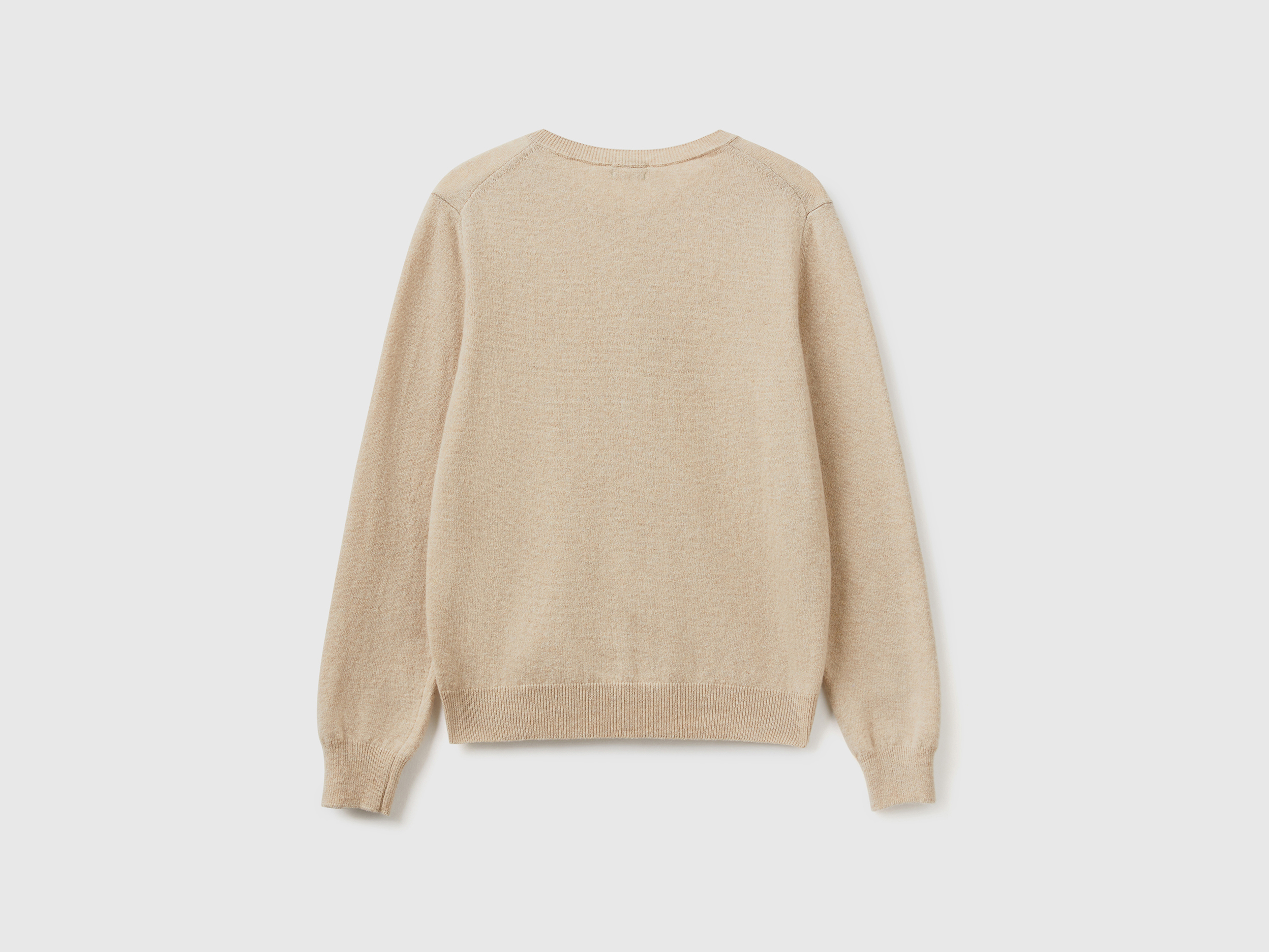 Gilet beige col rond en pure laine Mérinos – Image 2