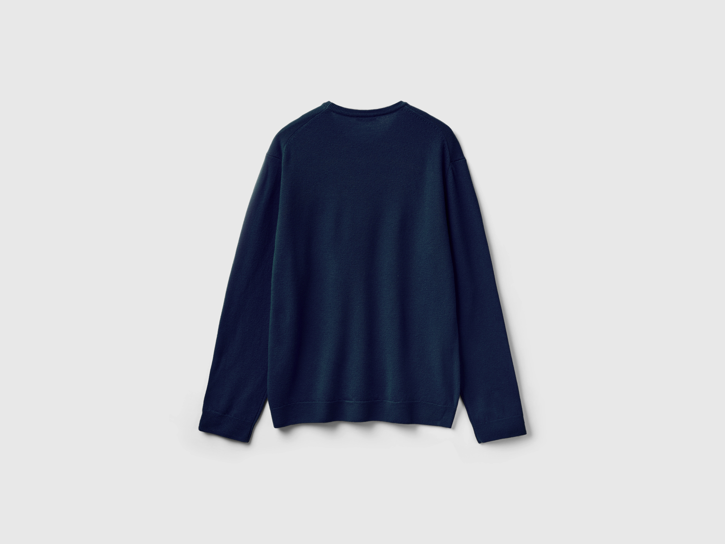 Pull bleu foncé col rond en pure laine Mérinos – Image 2