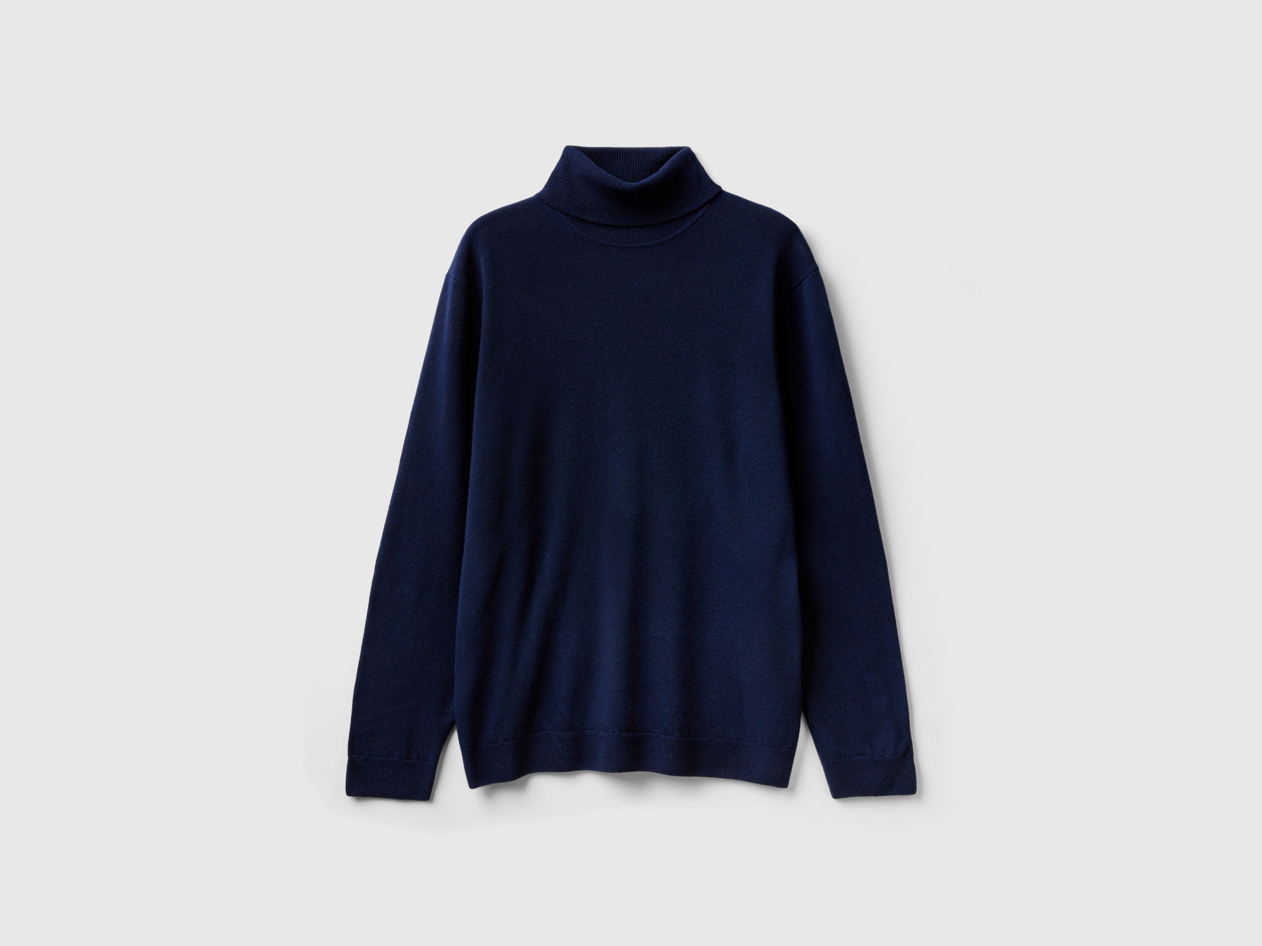Pull bleu foncé col roulé en pure laine Mérinos Pull bleu foncé col roulé en pure laine Mérinos