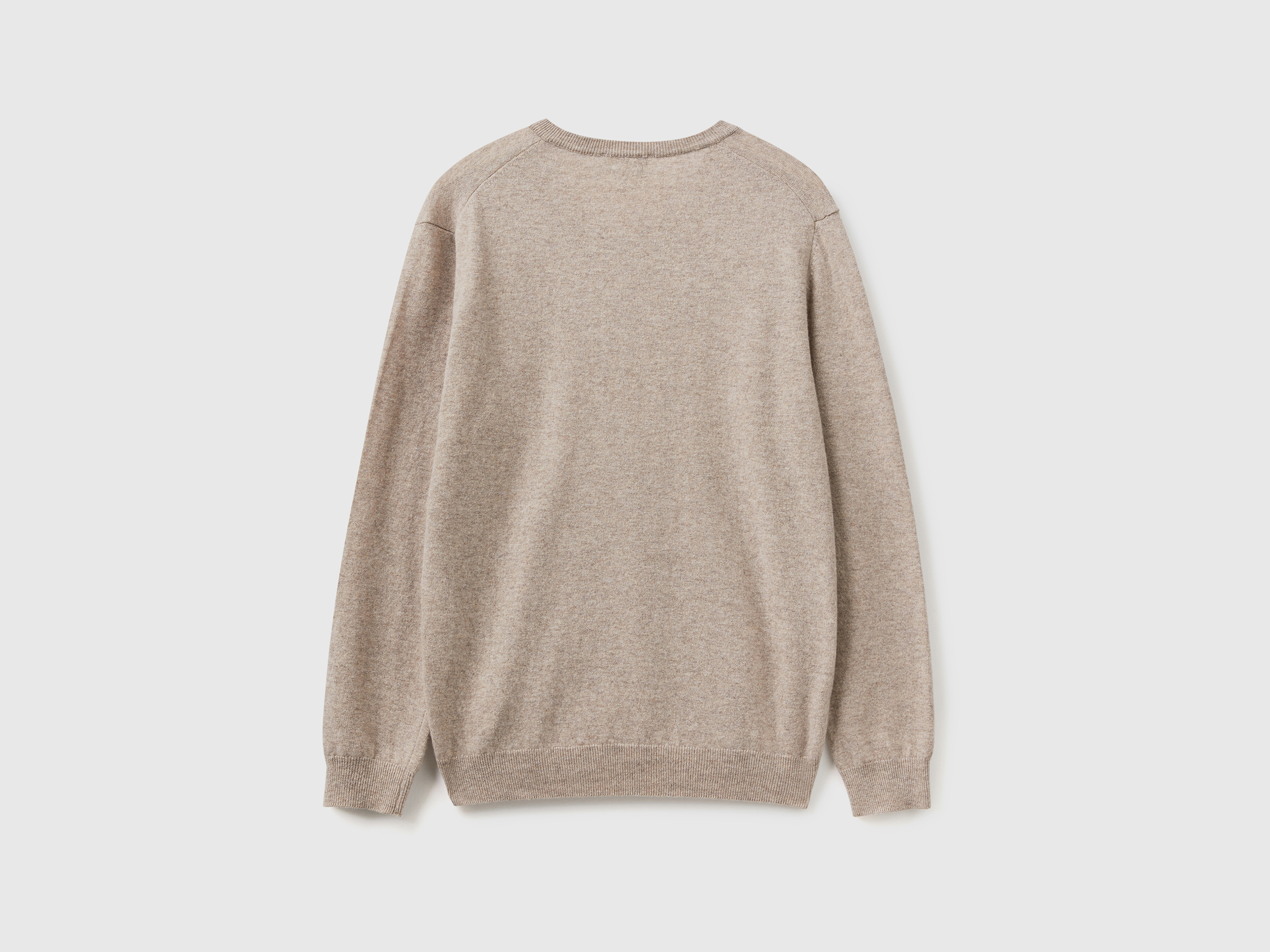 Pull gris tourterelle col en V en pure laine Mérinos – Image 2