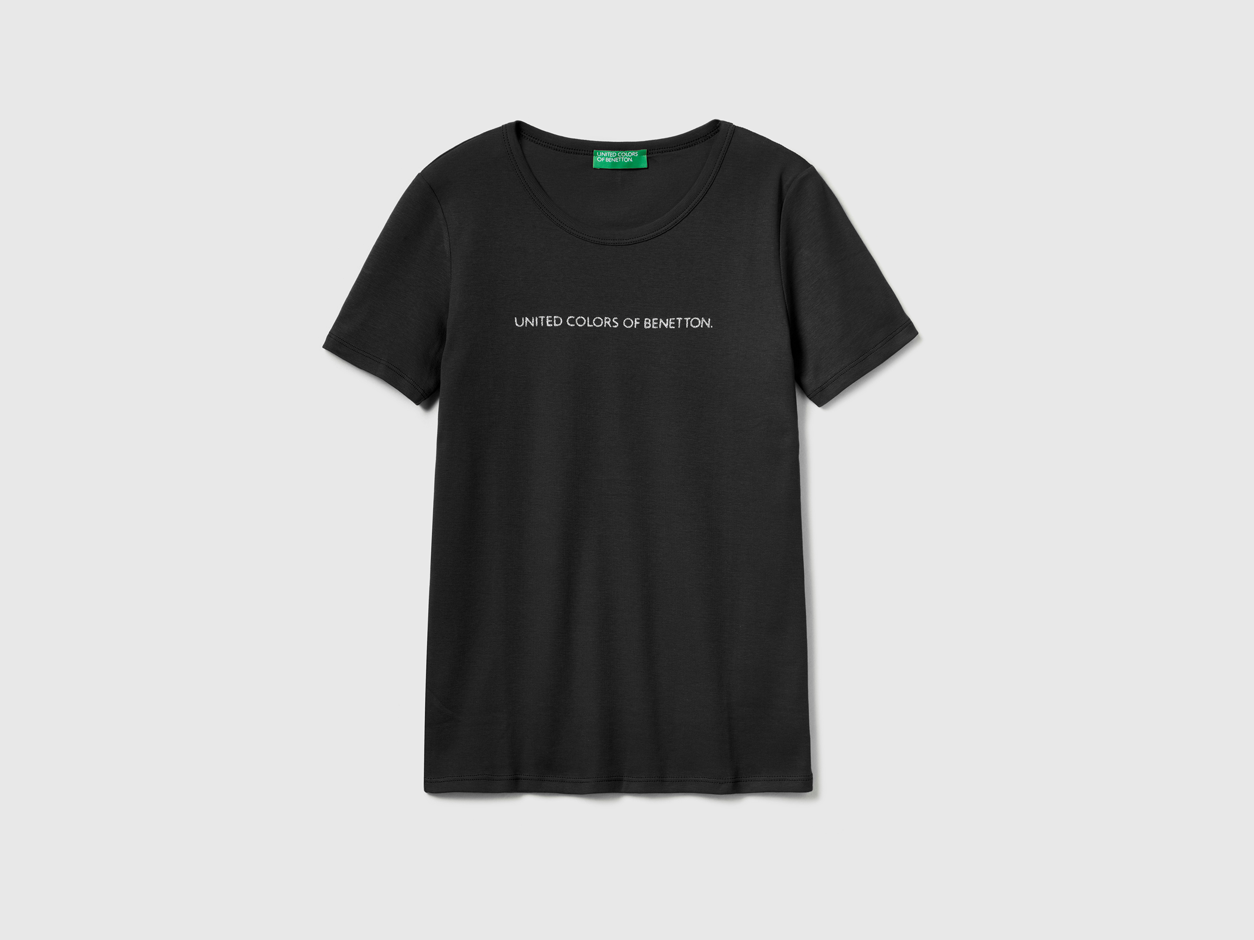 T-shirt 100% coton avec logo imprimé pailleté T-shirt 100% coton avec logo imprimé pailleté
