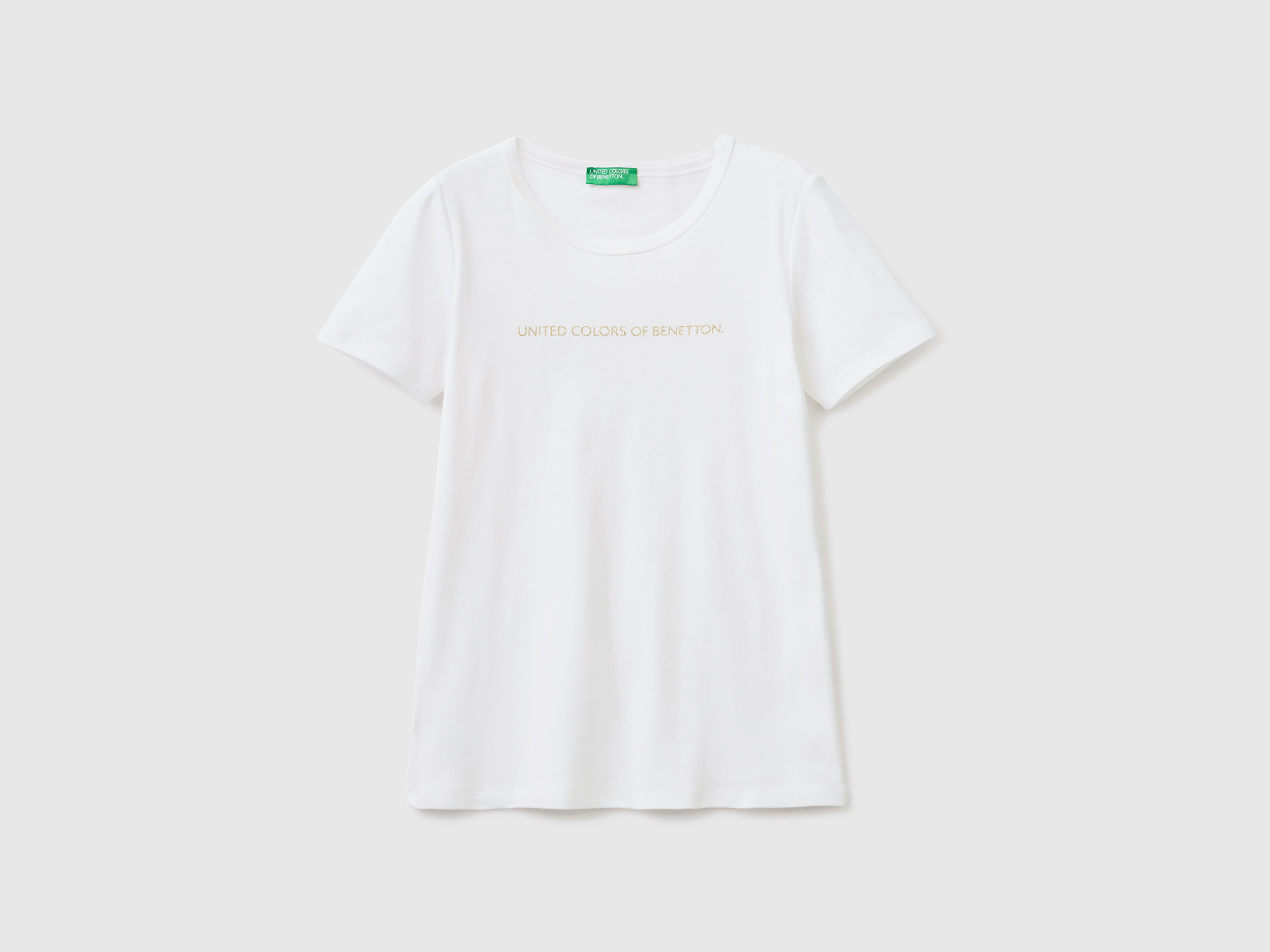 T-shirt 100% coton avec logo imprimé pailleté T-shirt 100% coton avec logo imprimé pailleté