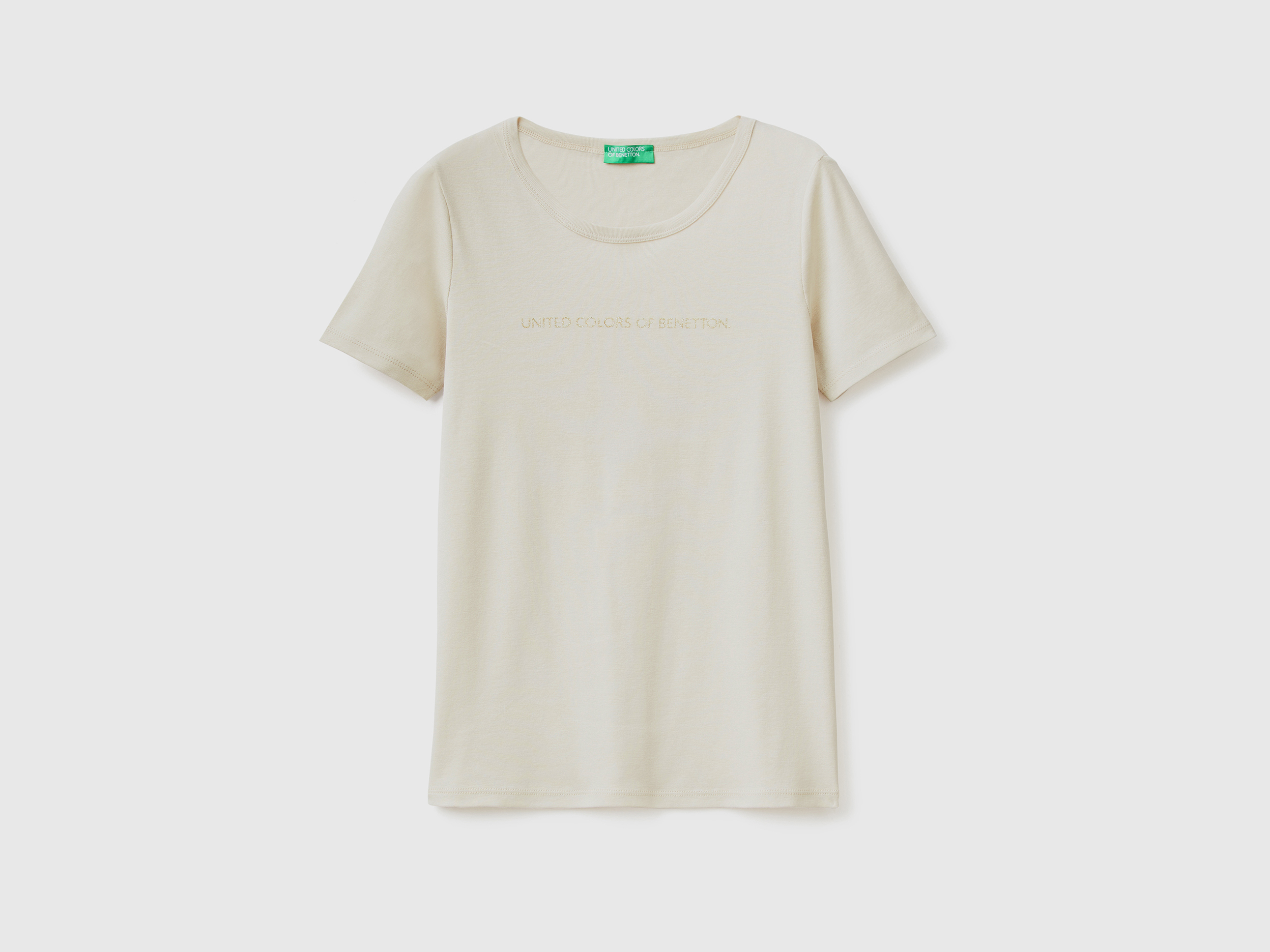 T-shirt 100% coton avec logo imprimé pailleté T-shirt 100% coton avec logo imprimé pailleté