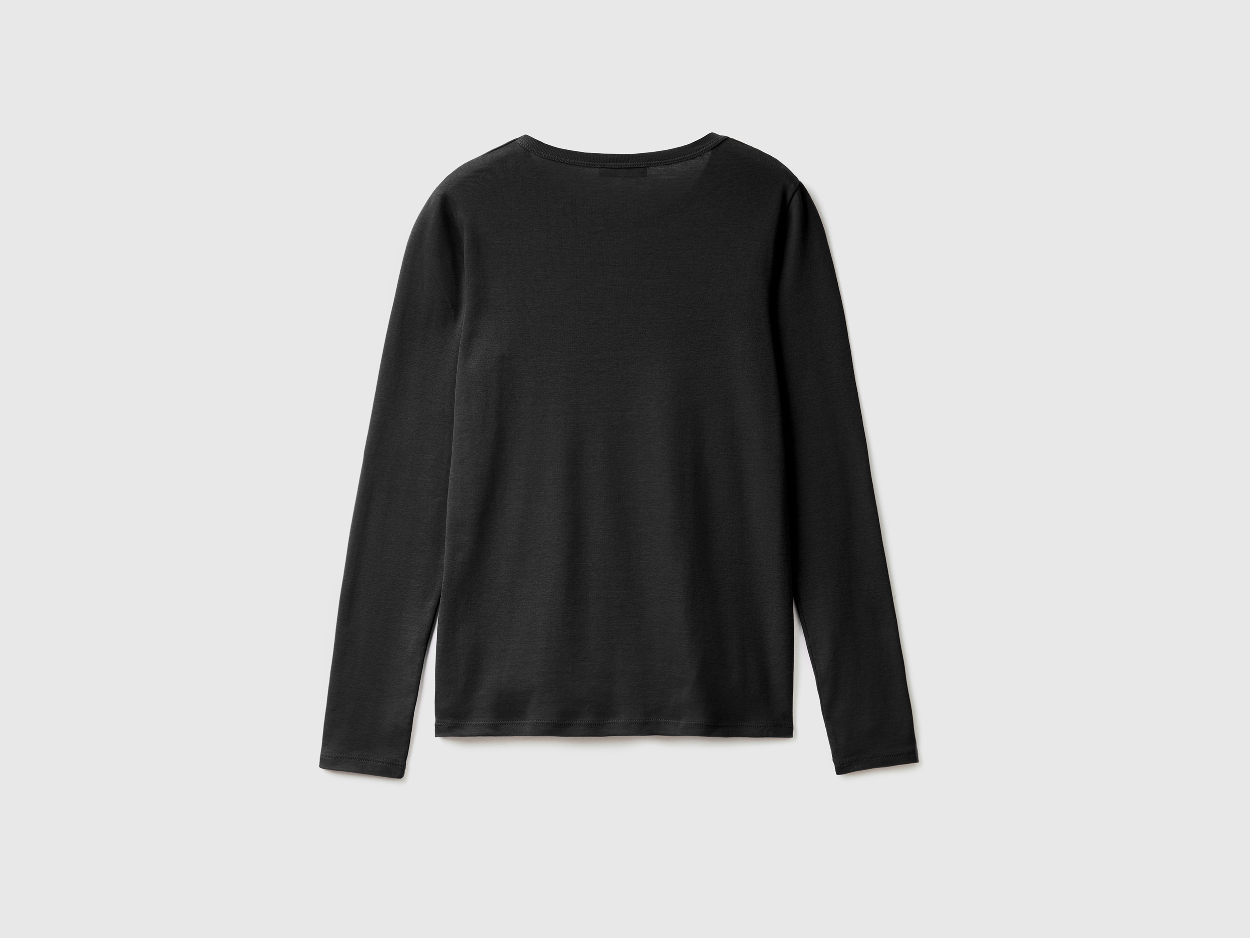 T-shirt noir manches longues 100 % coton – Image 2