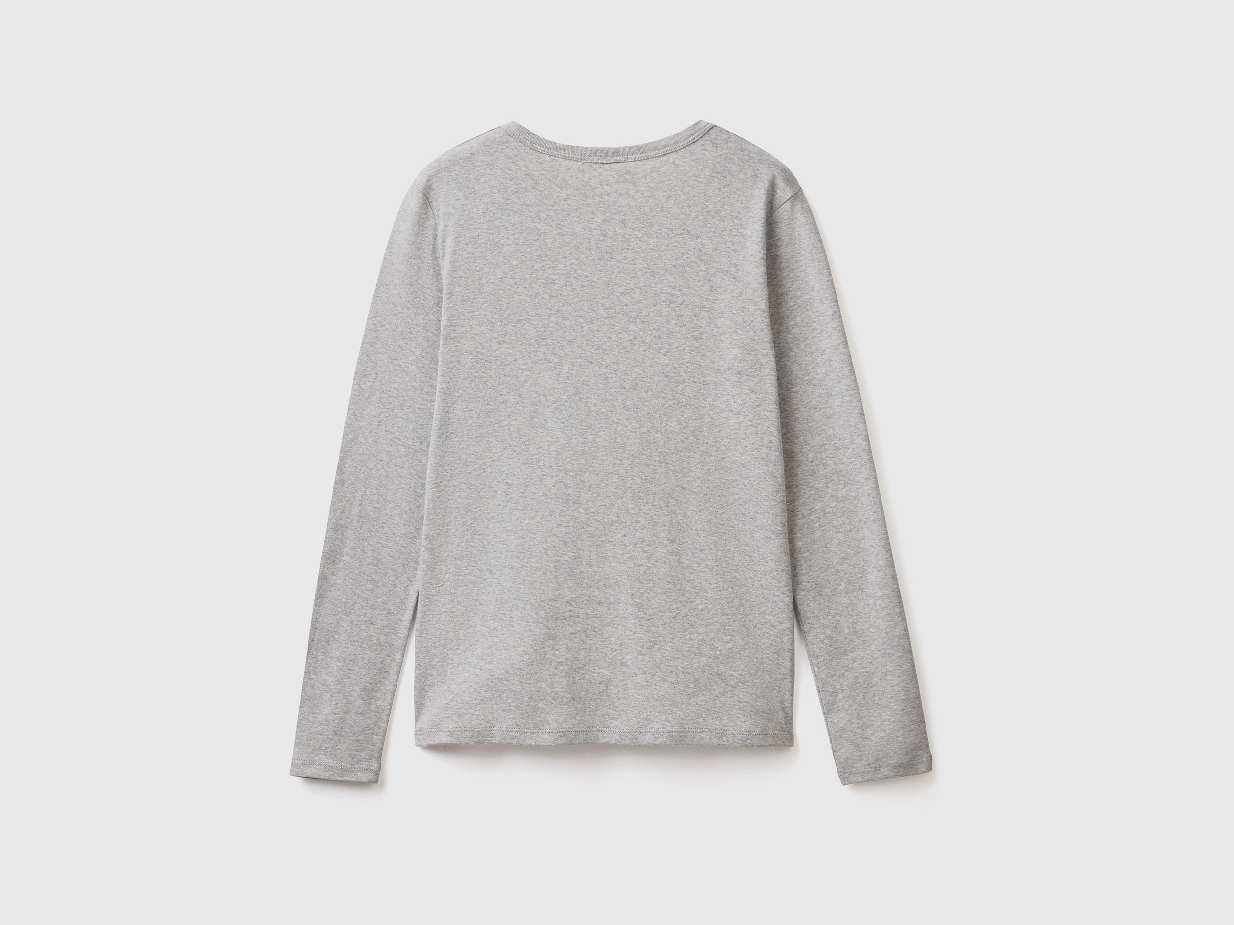 T-shirt gris manches longues 100 % coton – Image 2