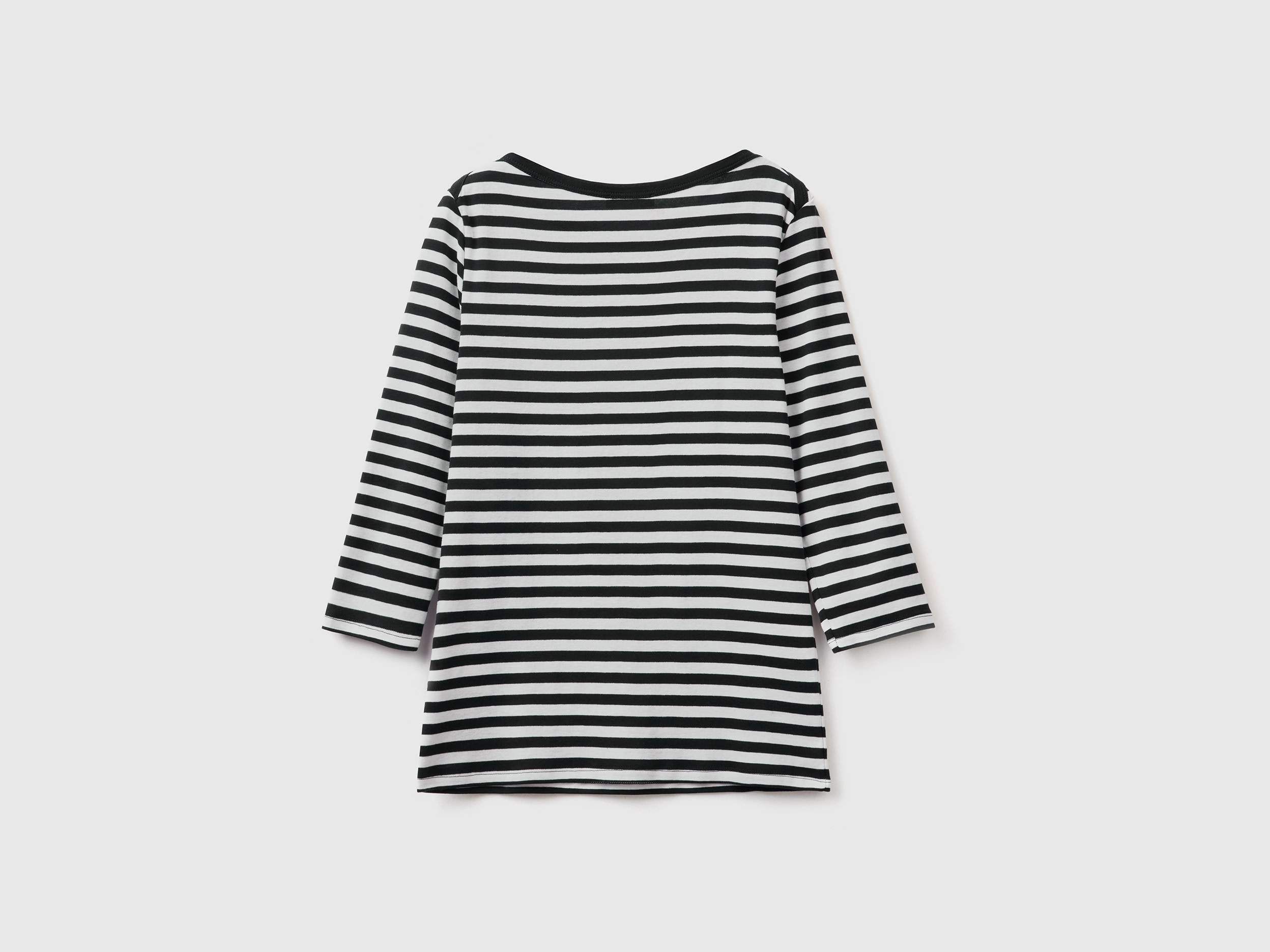 T-shirt manches 3/4 à rayures en pur coton – Image 2