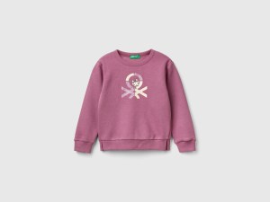 Sweat-shirt fermé avec imprimé glitter Sweat-shirt fermé avec imprimé glitter