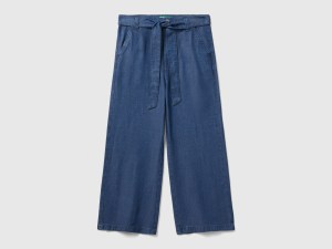 Pantalon coupe wide en chambray Pantalon coupe wide en chambray