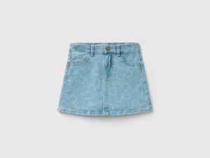 Mini-jupe en jeans à fleurs Mini-jupe en jeans à fleurs