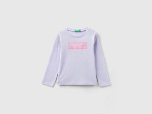 T-shirt à manches longues et imprimé pailleté T-shirt à manches longues et imprimé pailleté