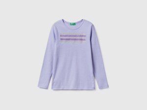 T-shirt à manches longues et imprimé pailleté T-shirt à manches longues et imprimé pailleté