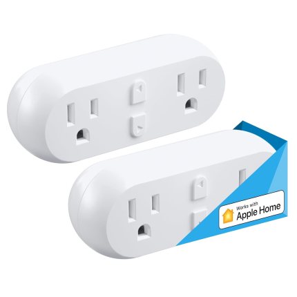 Meross WiFi Dual Smart Plug 15A Smart Outlet Supports Apple HomeKit, Siri, Alexa, Echo and SmartThings, 2 in1, Voice & Remote Control, Timer, No Hub Required, 2.4G, 2 Pack Meross WiFi Dual Smart Plug 15A Smart Outlet Supports Apple HomeKit, Siri, Alexa, Echo and SmartThings, 2 in1, Voice & Remote Control, Timer, No Hub Required, 2.4G, 2 Pack
