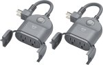 Geeni Outdoor Duo Wi-Fi Smart Plug | 2 Weatherproof Outlets, Compatible with Alexa & Google Assistant | Wireless Remote Control & Timer for Holiday Lights, Appliances, and More, 2-Pack Geeni Outdoor Duo Wi-Fi Smart Plug | 2 Weatherproof Outlets, Compatible with Alexa & Google Assistant | Wireless Remote Control & Timer for Holiday Lights, Appliances, and More, 2-Pack