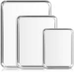 Baking Sheet Cookie Pans Set Stainless Steel Pan Cookie Sheets for Baking Bakeware Sets 3PCS Non Stick Roasting Pan Baking Supplies for Bacon Pizza 9/12/16 Inch Baking Sheet Cookie Pans Set Stainless Steel Pan Cookie Sheets for Baking Bakeware Sets 3PCS Non Stick Roasting Pan Baking Supplies for Bacon Pizza 9/12/16 Inch
