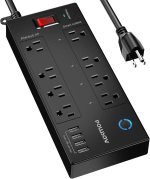 6 Ft WiFi Surge Protector – 8 Outlet Extension Cord with 4 Smart & 4 Always On Outlets, 4 USB Ports, Alexa & Google Home Compatible, Black 6 Ft WiFi Surge Protector – 8 Outlet Extension Cord with 4 Smart & 4 Always On Outlets, 4 USB Ports, Alexa & Google Home Compatible, Black