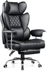 COMHOMA Big and Tall Office Chair, High Back Leather Gaming Chair with Footrest, Executive Ergonomic Office Chair with Pocket Spring Lumbar Support and with Outward Fixed Soft Armrests COMHOMA Big and Tall Office Chair, High Back Leather Gaming Chair with Footrest, Executive Ergonomic Office Chair with Pocket Spring Lumbar Support and with Outward Fixed Soft Armrests