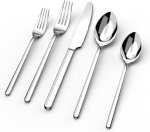 KINGSTONE 40 Piece Silverware Set, Flatware Set for 8, 18/10 Stainless Steel Cutlery Set Mirror Polished Modern Design Dishwasher Safe KINGSTONE 40 Piece Silverware Set, Flatware Set for 8, 18/10 Stainless Steel Cutlery Set Mirror Polished Modern Design Dishwasher Safe
