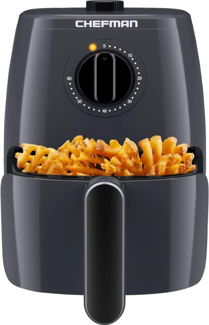 Chefman TurboFry 2-Quart Air Fryer, Dishwasher Safe Basket & Tray, Use Little to No Oil For Healthy Food, 60 Minute Timer, Fry Healthier Meals Fast, Heat And Power Indicator Light, Temp Control, Grey Chefman TurboFry 2-Quart Air Fryer, Dishwasher Safe Basket & Tray, Use Little to No Oil For Healthy Food, 60 Minute Timer, Fry Healthier Meals Fast, Heat And Power Indicator Light, Temp Control, Grey
