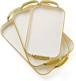 JEESA Set of 3 Serving Platters with Handles 16.5/15/13.2 Inch Large Party Reusable Tray Rectangular White Plates for Dinner, Cookie, Cake, Turkey, Cheese JEESA Set of 3 Serving Platters with Handles 16.5/15/13.2 Inch Large Party Reusable Tray Rectangular White Plates for Dinner, Cookie, Cake, Turkey, Cheese