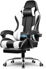GTPLAYER Gaming Chair, Computer Chair with Footrest and Lumbar Support, Height Adjustable Game Chair with 360°-Swivel Seat and Headrest and for Office or Gaming (White) GTPLAYER Gaming Chair, Computer Chair with Footrest and Lumbar Support, Height Adjustable Game Chair with 360°-Swivel Seat and Headrest and for Office or Gaming (White)