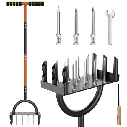 Lawn Aerator, 2-in-1 Manual Aerator Lawn Tool Garden Tool Set Combined with Core Aerator and 12 Spikes, T-Handle Grass Aerator with Cleaning Tool for Yard Lawn Care & Compacted Soil Lawn Aerator, 2-in-1 Manual Aerator Lawn Tool Garden Tool Set Combined with Core Aerator and 12 Spikes, T-Handle Grass Aerator with Cleaning Tool for Yard Lawn Care & Compacted Soil