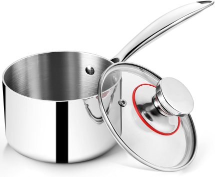 P&P CHEF 3 Quarts Tri-Ply Stockpot and Saucepan, Stainless Steel Sauce Pan with Lid, Cooking Induction Pot, Kitchen Cookware for All Stoves, Non-Toxic, Durable & Dishwasher Safe, 1 Piece P&P CHEF 3 Quarts Tri-Ply Stockpot and Saucepan, Stainless Steel Sauce Pan with Lid, Cooking Induction Pot, Kitchen Cookware for All Stoves, Non-Toxic, Durable & Dishwasher Safe, 1 Piece