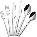 KINGSTONE 48-Piece Silverware Set with Steak Knives, Flatware Set for 8, Stainless Steel Tableware Cutlery Set for Home Restaurant, Mirror Finish,Modern Design KINGSTONE 48-Piece Silverware Set with Steak Knives, Flatware Set for 8, Stainless Steel Tableware Cutlery Set for Home Restaurant, Mirror Finish,Modern Design