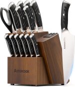 Astercook Knife Set, Kitchen Knives Set with Block and Dual Sharpener Full Tang 15 Pcs German Stainless Steel Knives Sharp Blade Dishwasher Safe Knife Set with Ergonomic Handle, Elegant Black Astercook Knife Set, Kitchen Knives Set with Block and Dual Sharpener Full Tang 15 Pcs German Stainless Steel Knives Sharp Blade Dishwasher Safe Knife Set with Ergonomic Handle, Elegant Black