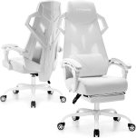 GTRACING Gaming Chair, Computer Chair with Mesh Back, Ergonomic Gaming Chair with Footrest, Reclining Game Chair with Adjustable Headrest and Lumbar Support for Gaming and Office (White) GTRACING Gaming Chair, Computer Chair with Mesh Back, Ergonomic Gaming Chair with Footrest, Reclining Game Chair with Adjustable Headrest and Lumbar Support for Gaming and Office (White)