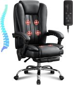 Massage Office Chair with Heat and 6 Vibration Points,Executive Office Chair with Foot Rest and Padded Armrests,Reclining Backrest and Wheels Massage Office Chair with Heat and 6 Vibration Points,Executive Office Chair with Foot Rest and Padded Armrests,Reclining Backrest and Wheels