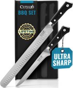 Cutluxe BBQ Carving Knife Set – Brisket Slicing and Boning Knife for Meat Cutting – Professional Knife with Razor Sharp German Steel, Full Tang, Ergonomic Handles – Artisan Series Cutluxe BBQ Carving Knife Set – Brisket Slicing and Boning Knife for Meat Cutting – Professional Knife with Razor Sharp German Steel, Full Tang, Ergonomic Handles – Artisan Series