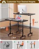 Small Standing Desk Adjustable Height, Mobile Stand up Desks with Wheels, 32 Inch Portable Rolling Small Computer Desks, Portable Laptop Desk Office for Home Wood Black Small Standing Desk Adjustable Height, Mobile Stand up Desks with Wheels, 32 Inch Portable Rolling Small Computer Desks, Portable Laptop Desk Office for Home Wood Black
