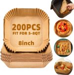Air Fryer Liners Disposable,200Pcs Parchment Paper,LYHOLKEER 8IN Disposable Air Fryer Paper Liners for 5-8QT Air Fryer, Non-Stick, Square Liners Free of Bleach Air Fryer Liners Disposable,200Pcs Parchment Paper,LYHOLKEER 8IN Disposable Air Fryer Paper Liners for 5-8QT Air Fryer, Non-Stick, Square Liners Free of Bleach