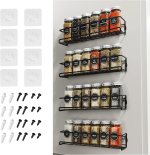 4Pcs Spice Rack Wall Mount Space Upgrade of Bolded Saving Spice Organizer for Spice Jars and Seasonings,Screw or Adhesive Hanging Spice Shelf Rack Organizer for Kitchen Cabinet Pantry Door 4Pcs Spice Rack Wall Mount Space Upgrade of Bolded Saving Spice Organizer for Spice Jars and Seasonings,Screw or Adhesive Hanging Spice Shelf Rack Organizer for Kitchen Cabinet Pantry Door