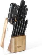 Martha Stewart Eastwalk 14 Piece High Carbon Stainless Steel Cutlery Knife Block Set w/ABS Triple Riveted Forged Handle Acacia Wood Block – Matte Black Martha Stewart Eastwalk 14 Piece High Carbon Stainless Steel Cutlery Knife Block Set w/ABS Triple Riveted Forged Handle Acacia Wood Block – Matte Black
