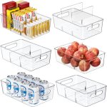6 Pack Pantry Organizers and Storage,Clear Plastic Containers with 2 Dividers for Kitchen,Fridge Organization and Storage,Acrylic Bins for Pounches,Spice Packet,Snack organzier 6 Pack Pantry Organizers and Storage,Clear Plastic Containers with 2 Dividers for Kitchen,Fridge Organization and Storage,Acrylic Bins for Pounches,Spice Packet,Snack organzier