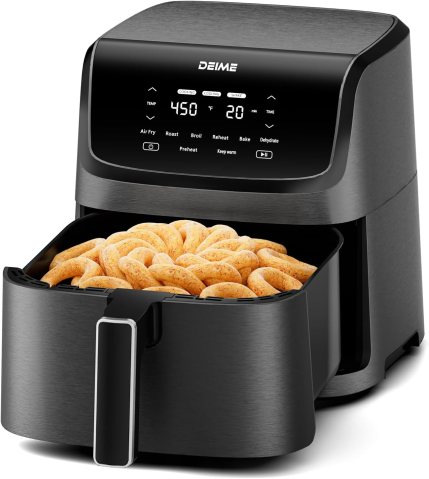DEIME Air Fryer 7.2 QT 1700W Oilless Oven Healthy Cooker Air Fryers Large Capacity with 8 Presets, Visible Cooking Window, LCD Touch Screen, Customerizable Cooking, Non-Stick Basket (Black) DEIME Air Fryer 7.2 QT 1700W Oilless Oven Healthy Cooker Air Fryers Large Capacity with 8 Presets, Visible Cooking Window, LCD Touch Screen, Customerizable Cooking, Non-Stick Basket (Black)