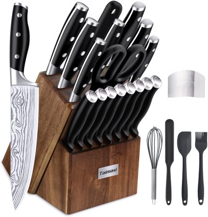 Knife set, 23 Pcs Kitchen Knife Set with Block and Sharpener Rod, High Carbon Stainless Steel Chef knife set for kitchen, Ultra Sharp, Full-Tang Design Knife set, 23 Pcs Kitchen Knife Set with Block and Sharpener Rod, High Carbon Stainless Steel Chef knife set for kitchen, Ultra Sharp, Full-Tang Design