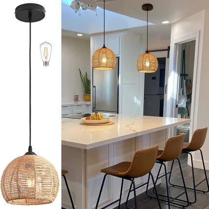 Mini Hemp Rope Woven Pendant Light Woven Light Fixture Boho Chandelier Light Fixture Wicker Pendant Light Rattan Light Pendant Dome Wicker Chandelier for Bedroom Kitchen Island(Bulb Incl.) Mini Hemp Rope Woven Pendant Light Woven Light Fixture Boho Chandelier Light Fixture Wicker Pendant Light Rattan Light Pendant Dome Wicker Chandelier for Bedroom Kitchen Island(Bulb Incl.)