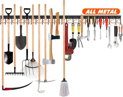 68” All Metal Garden Tool Organizer Wall Mount Garage Organizers and Storage with Hooks Tool Hangers for Shed 68” All Metal Garden Tool Organizer Wall Mount Garage Organizers and Storage with Hooks Tool Hangers for Shed