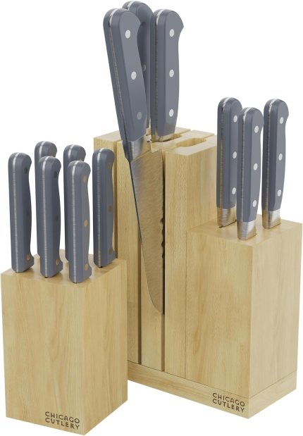 Chicago Cutlery Halsted (14-PC) Full Cutlery Knife & Wooden Block Set, Ergonomic Handles and Sharp Stainless Steel Professional Chef Cutlery Set Chicago Cutlery Halsted (14-PC) Full Cutlery Knife & Wooden Block Set, Ergonomic Handles and Sharp Stainless Steel Professional Chef Cutlery Set