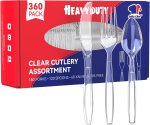 JOLLY CHEF 360 Count Heavy Duty Clear Plastic Silverware-180 Forks, 120 Spoons, 60 Knives, Heat Resistant Disposable Utensils Set, Clear Plastic Cutlery Set for Parties, Events, Everyday Use JOLLY CHEF 360 Count Heavy Duty Clear Plastic Silverware-180 Forks, 120 Spoons, 60 Knives, Heat Resistant Disposable Utensils Set, Clear Plastic Cutlery Set for Parties, Events, Everyday Use