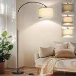 Dimmable Floor Lamp, Arc Floor Lamp with Dimmer, Black Standing Lamp with Adjustable Hanging Shade, Over Couch Tall Reading Light, Modern Pole Lamp for Living Room Bedroom, 9W LED Bulb Included Dimmable Floor Lamp, Arc Floor Lamp with Dimmer, Black Standing Lamp with Adjustable Hanging Shade, Over Couch Tall Reading Light, Modern Pole Lamp for Living Room Bedroom, 9W LED Bulb Included