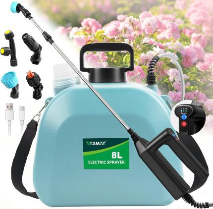 Battery Powered Sprayer 2 Gallon, 2025 Upgrade Electric Sprayer with 3 Adjustable Speed, Battery Indicator, 4 Mist Nozzles, Rechargeable Retractable Wand with Adjustable Shoulder Strap for Lawn Garden Battery Powered Sprayer 2 Gallon, 2025 Upgrade Electric Sprayer with 3 Adjustable Speed, Battery Indicator, 4 Mist Nozzles, Rechargeable Retractable Wand with Adjustable Shoulder Strap for Lawn Garden
