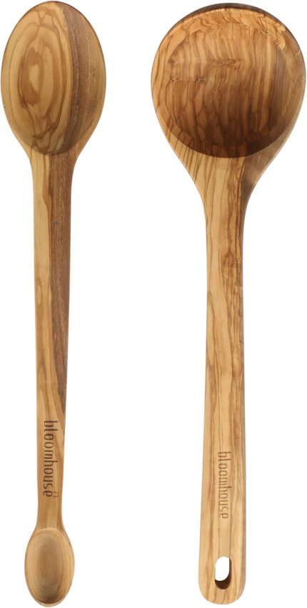 Italian Olive Wood 2 Piece Extra-Large 14 Inch Ladle and Tasting Spoon Set Italian Olive Wood 2 Piece Extra-Large 14 Inch Ladle and Tasting Spoon Set