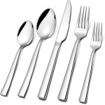 Silverware Set for 2, CXJY 10-Piece Stainless Steel Flatware Cutlery Set, Square Edge Kitchen Utensil Include Knives/Forks/Spoons, Tableware for Home/Hotel, Mirror Polished Dishwasher Safe Silverware Set for 2, CXJY 10-Piece Stainless Steel Flatware Cutlery Set, Square Edge Kitchen Utensil Include Knives/Forks/Spoons, Tableware for Home/Hotel, Mirror Polished Dishwasher Safe