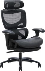 Ergonomic Mesh Office Chair with Footrest, Executive High Back Computer Desk Chair with Wide Headrest and Adjustable 3D Arms, Backrest, Tilt Lock and Lumbar Support-Black Ergonomic Mesh Office Chair with Footrest, Executive High Back Computer Desk Chair with Wide Headrest and Adjustable 3D Arms, Backrest, Tilt Lock and Lumbar Support-Black