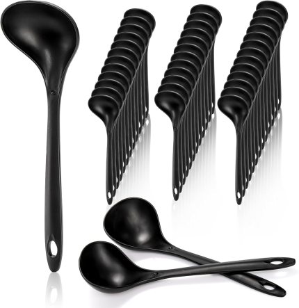40 Pack Plastic Ladle Spoons, 9 Inch Cooking Ladle with Long Handle, Heat Resistant Cooking and Serving Spoon for Soup, Sauce, Chili, Salad Canning Pouring 40 Pack Plastic Ladle Spoons, 9 Inch Cooking Ladle with Long Handle, Heat Resistant Cooking and Serving Spoon for Soup, Sauce, Chili, Salad Canning Pouring